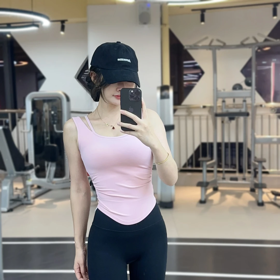 一体式带胸垫瑜伽服背心女新款遮副乳健身文胸普拉提训练