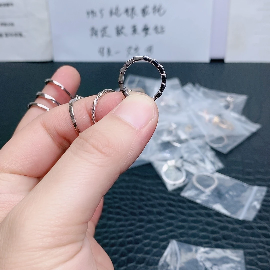 合成碳硅石925银蛇戒排戒10码
