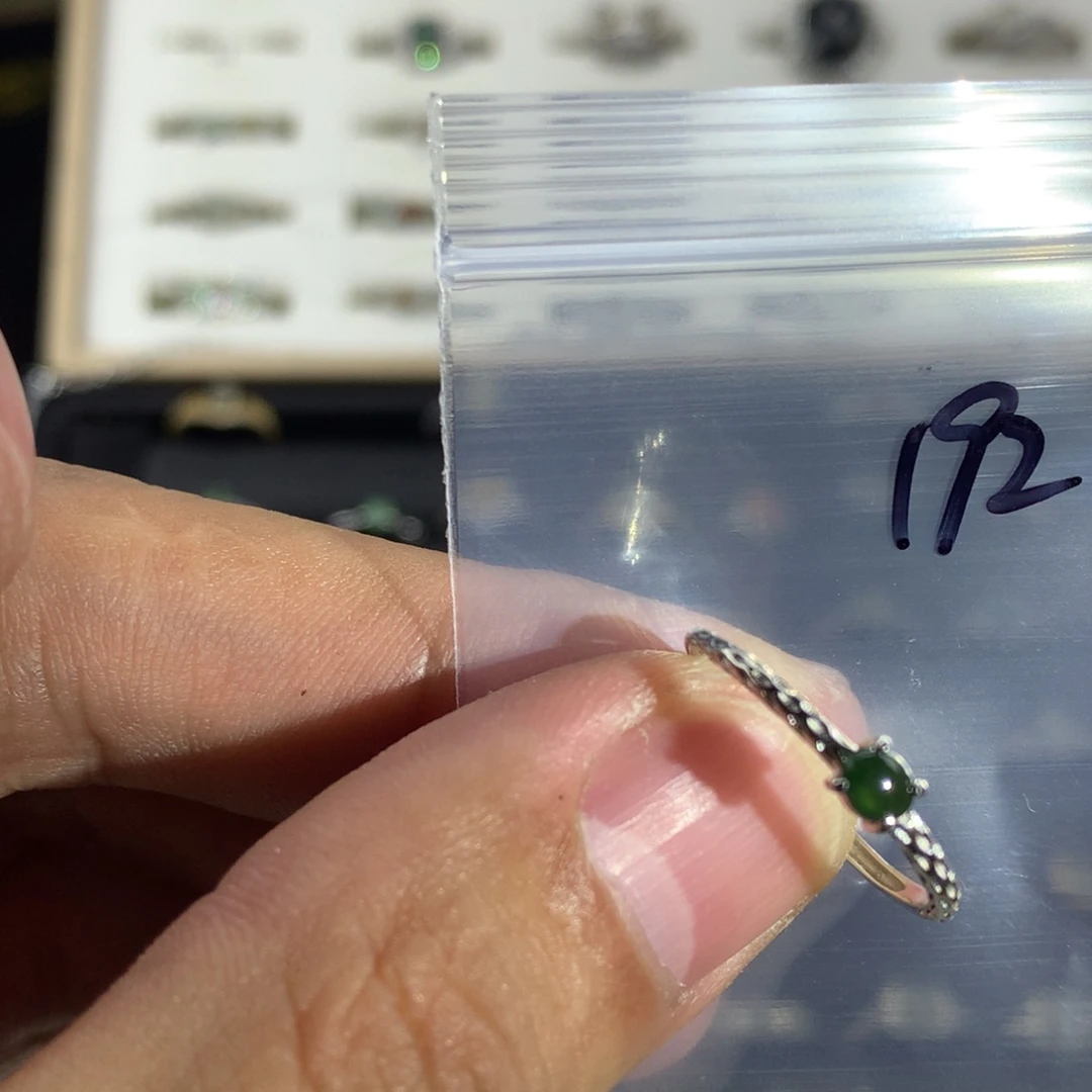 翡翠银S925镀金镶嵌戒指192