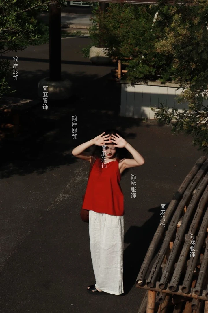 【简麻】白色亚麻阔腿裤加里衬气质显瘦百搭夏季宽松文艺休闲日常