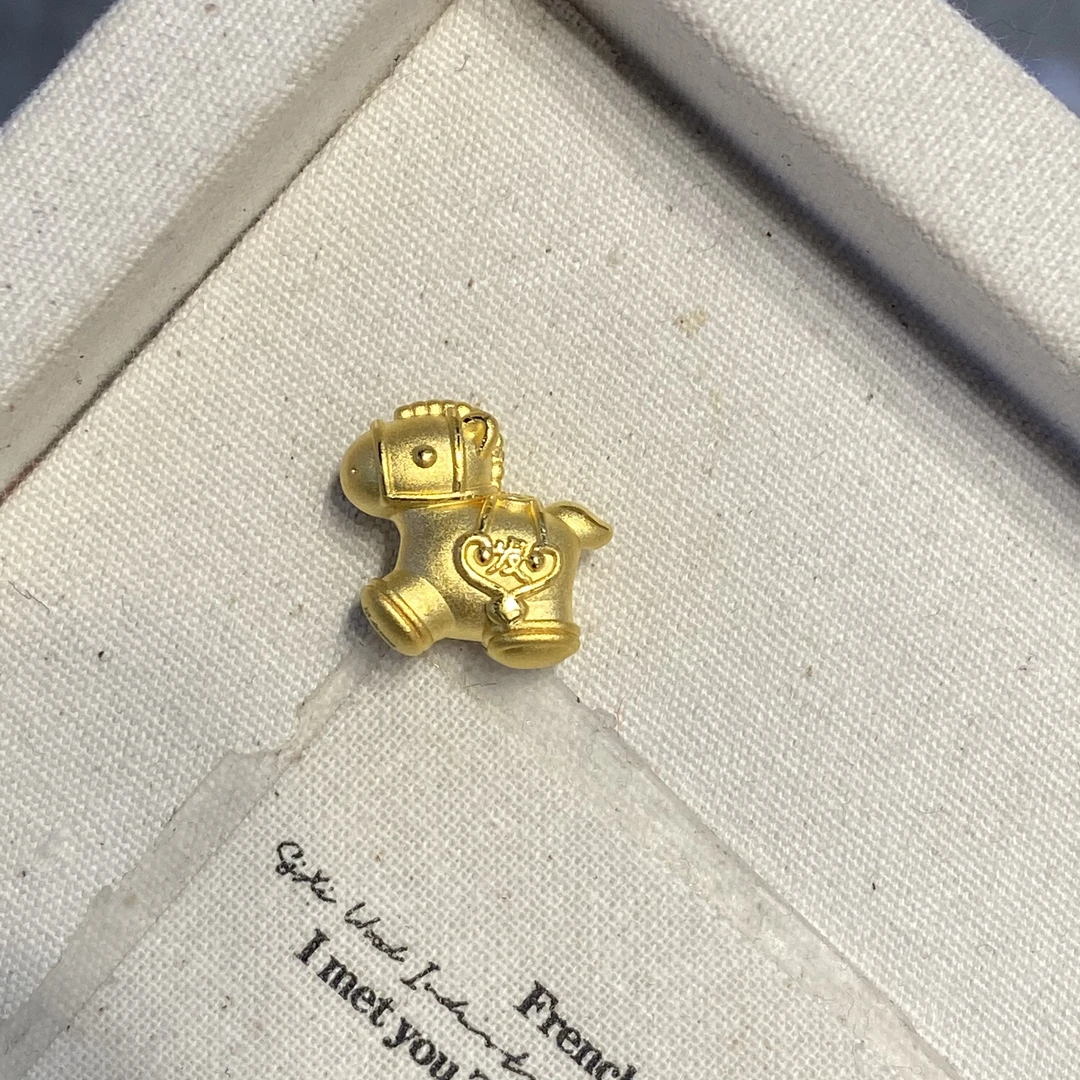 足金999马上有福袋素金转运珠孔小设计精致