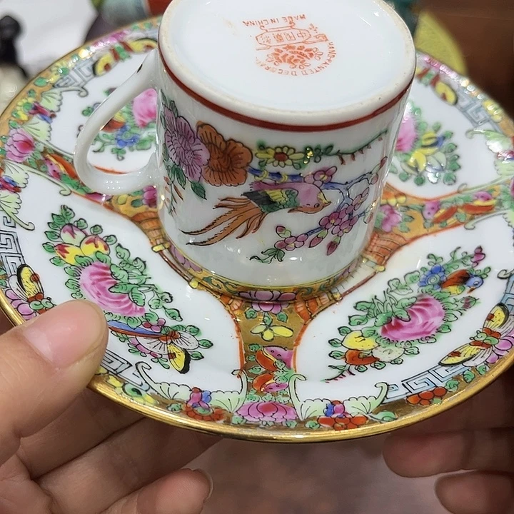 广彩纯手绘咖啡杯一套