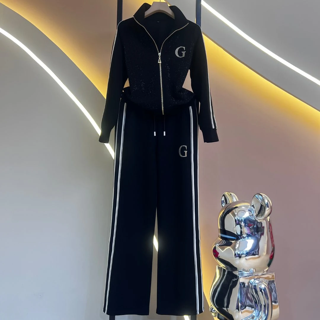 【高定新品】新品女装显瘦百搭韩版时尚休闲长袖运动套装37576