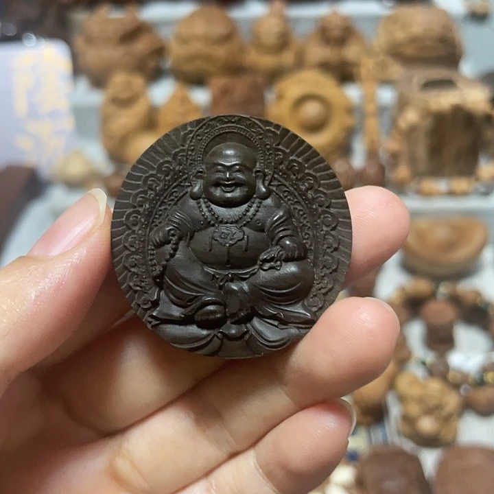 玩***哥檀香木其他笑佛保真印度迈索尔老山檀香