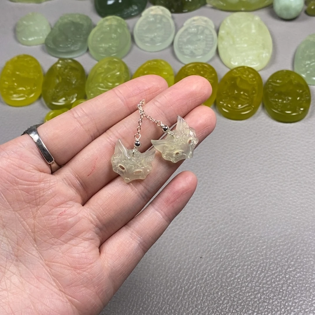 蛇纹石玉未镶嵌挂件耳饰耳环项链