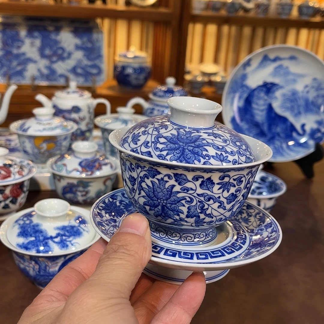 錡镇堂手工手绘盖碗