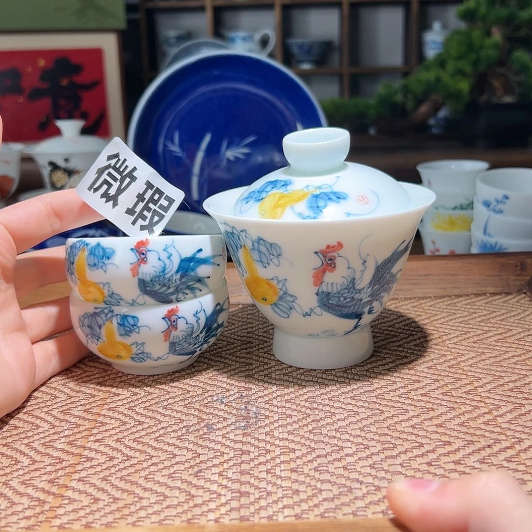 【闪购商品】微瑕 手绘 盖碗