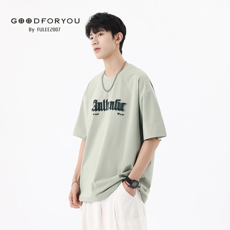 t恤男短袖潮牌宽松半袖体恤ins港风潮流五分袖上衣夏季青少年男装