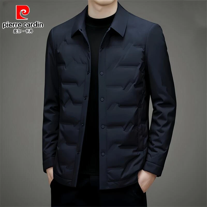 皮尔卡丹男士轻薄羽绒服男2024新款休闲翻领男装冬季保暖时尚外套