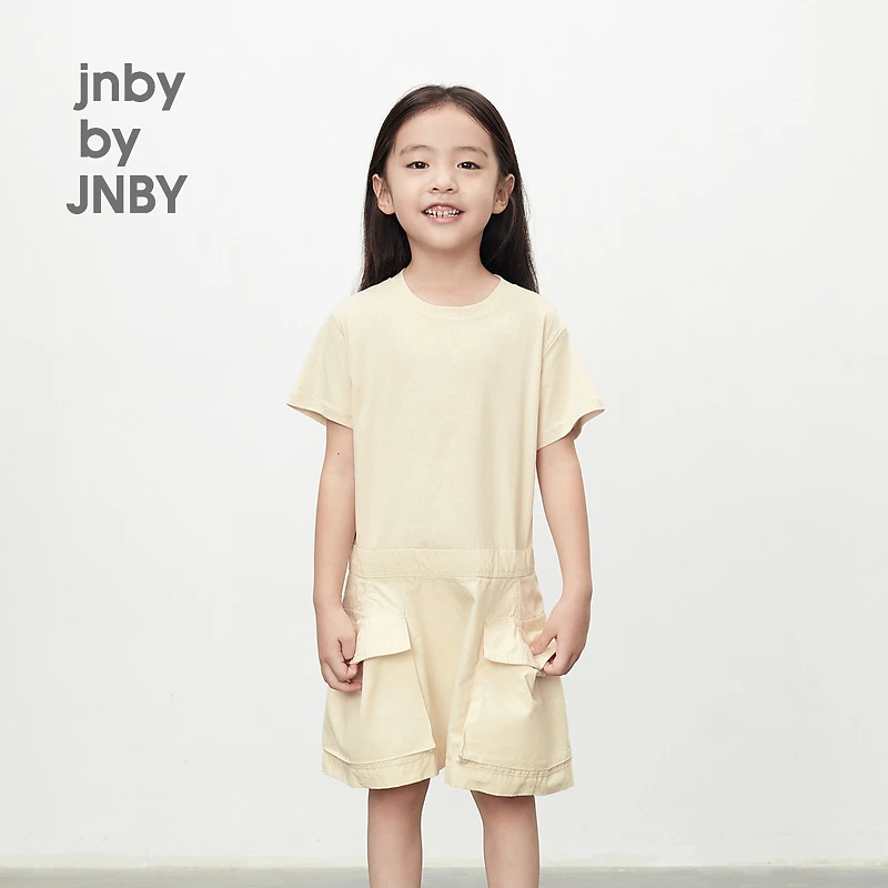 新款江南布衣童装拼色短袖连衣裙24夏女童1O6G10920