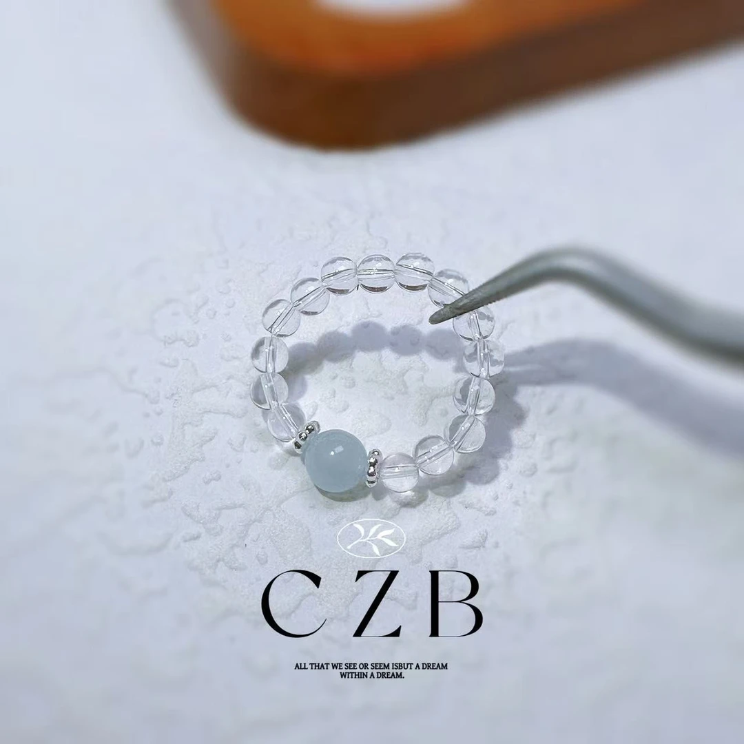 L31天然白水蓝宝素圈戒圈戒指