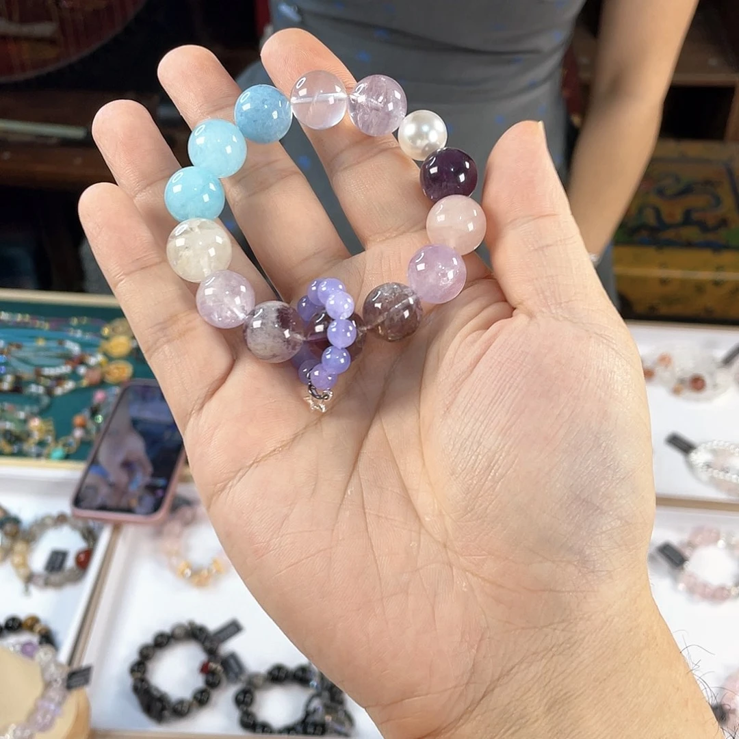 水晶手链银S925镀金镶嵌