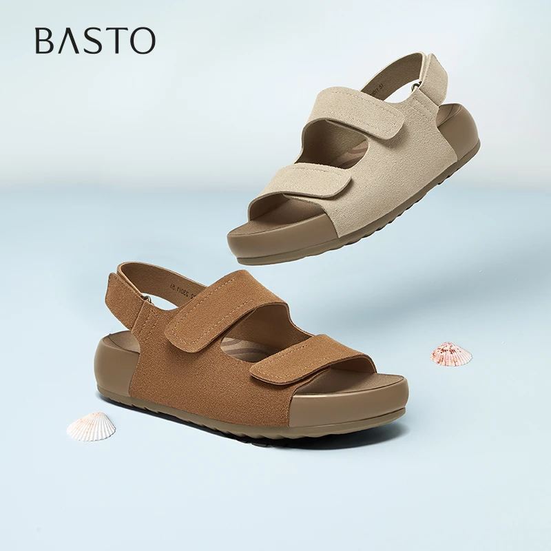 百思图2025夏季新款时尚户外运动休闲凉鞋厚底女凉鞋D7732BL5