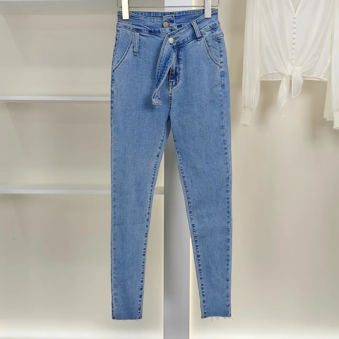 麦迪尚品【白LY】50424224高腰小脚牛仔裤女装春季专柜撤柜正品