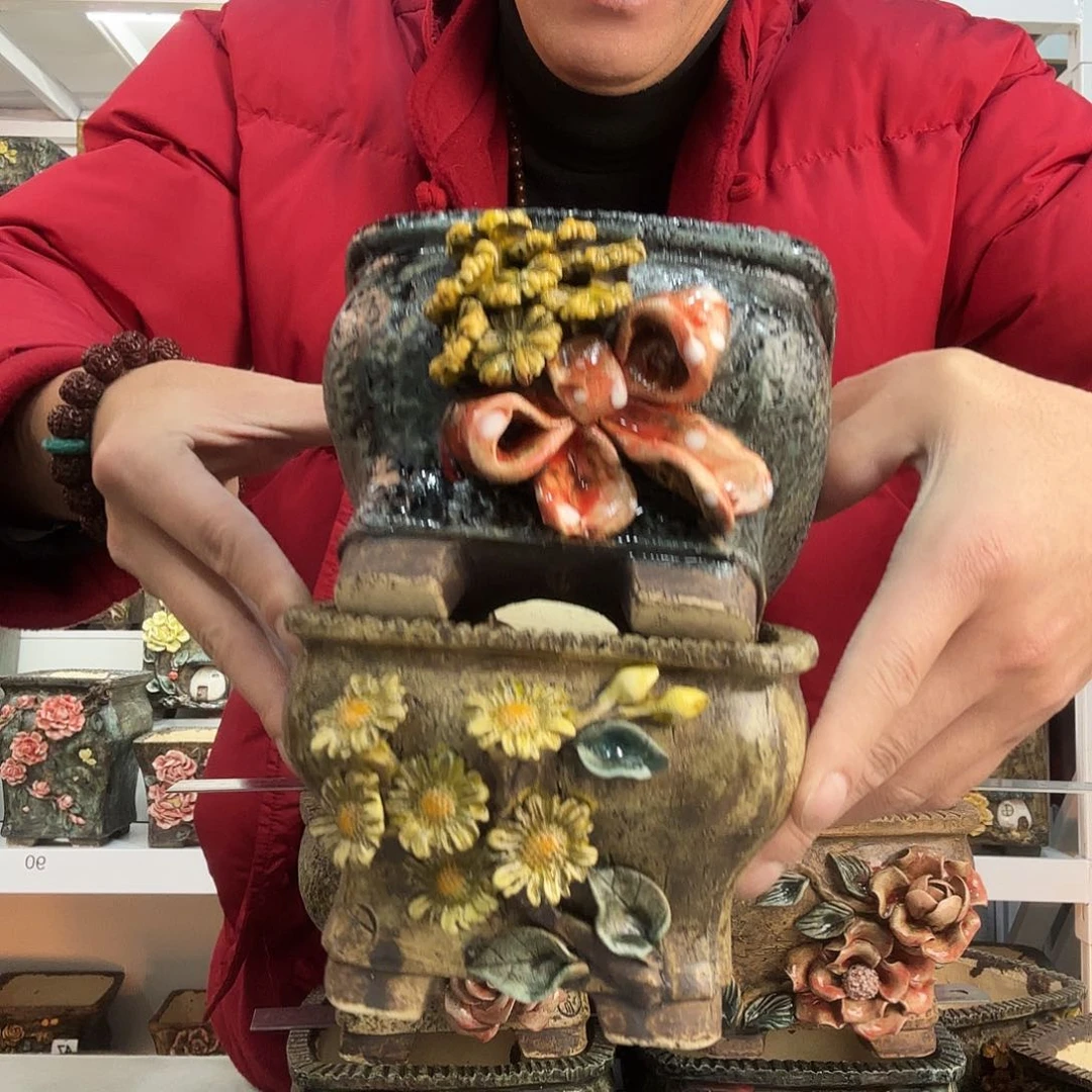 红陶汤**圆青默花器花盆