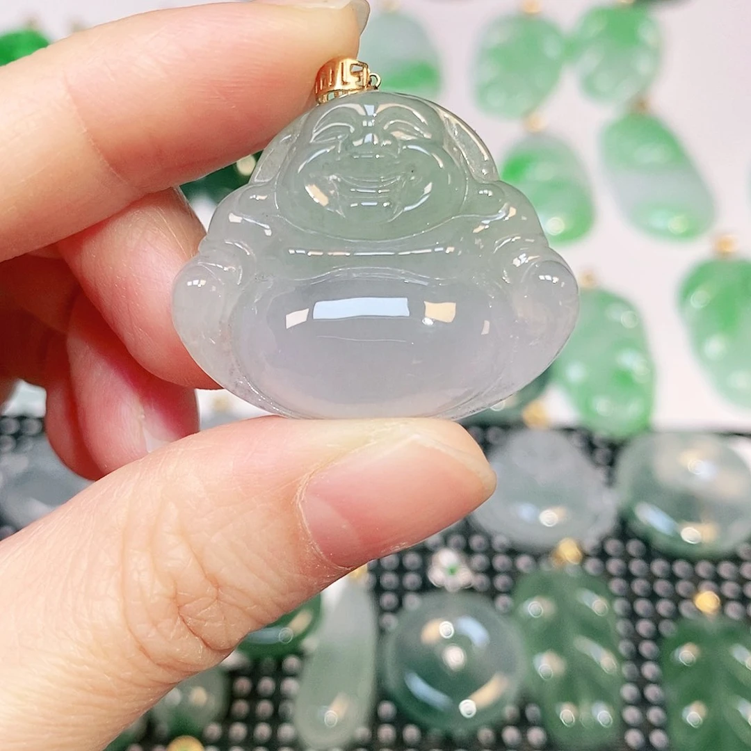 翡翠吊坠(不含链)18K金镶嵌大*姐