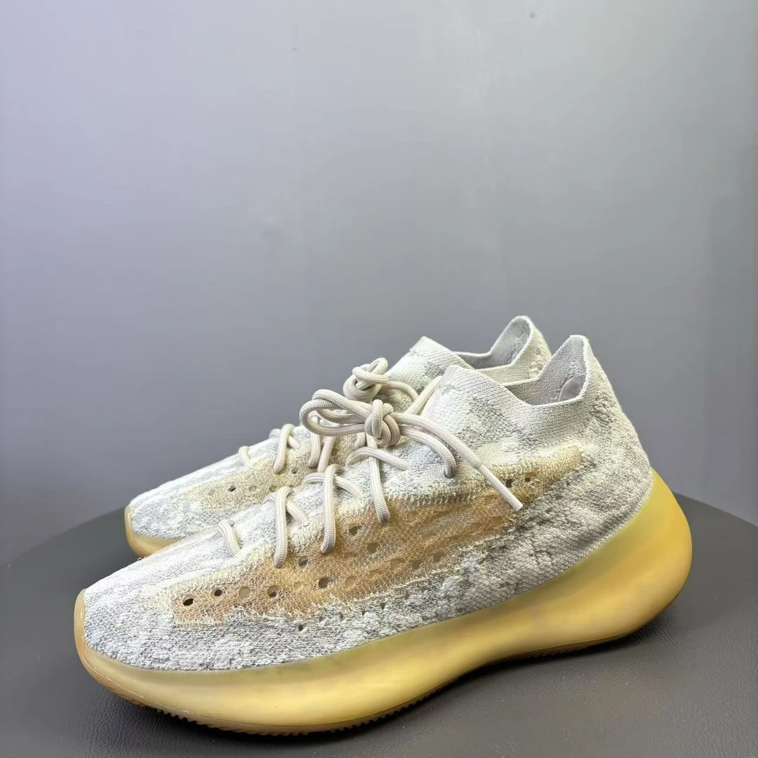95新 adidas/阿迪达斯 45码 Yeezy380蜜桃粉满天星球鞋 非原盒