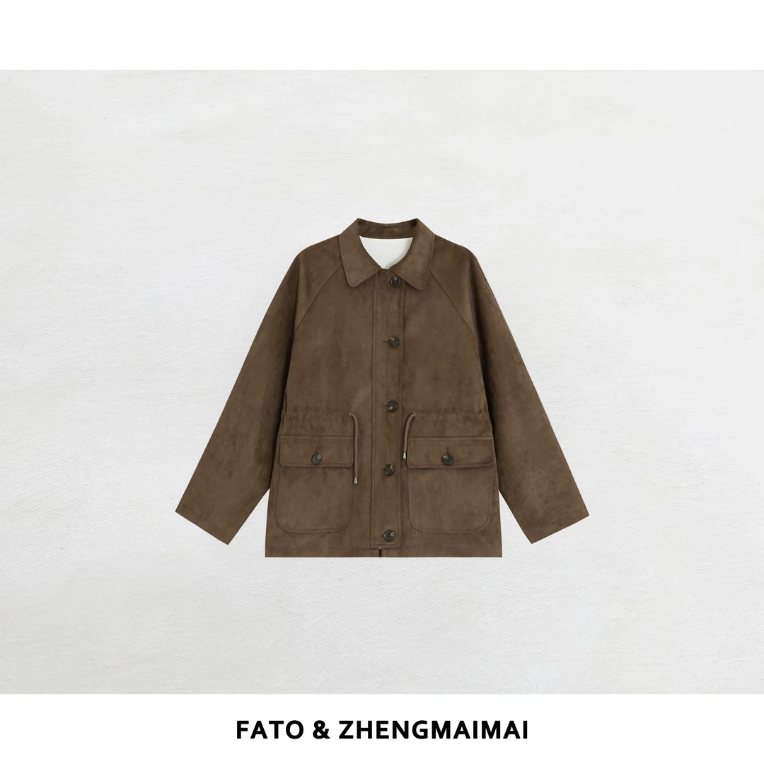 【郑买买】焦糖拿铁 秋冬款复古麂皮绒气质网红洋气外套QDD50903W1