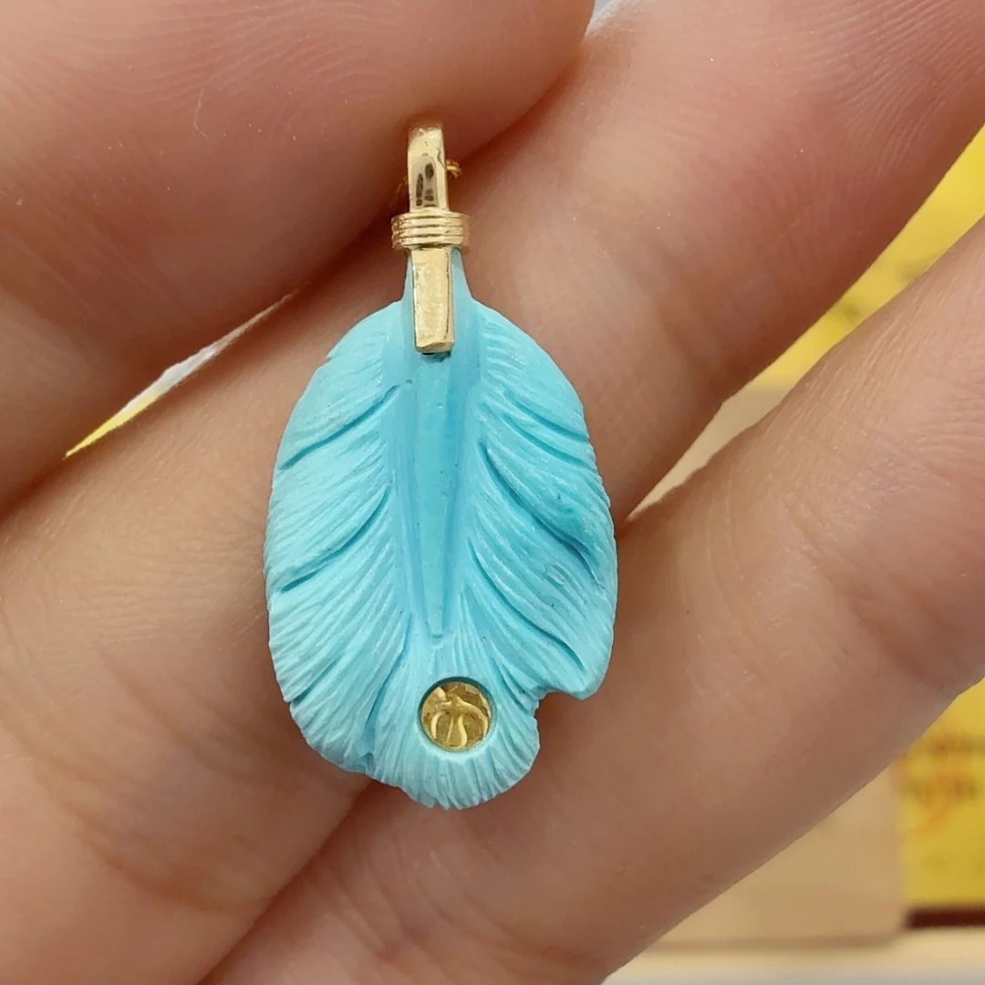 绿松石18K金镶嵌珠宝奇石