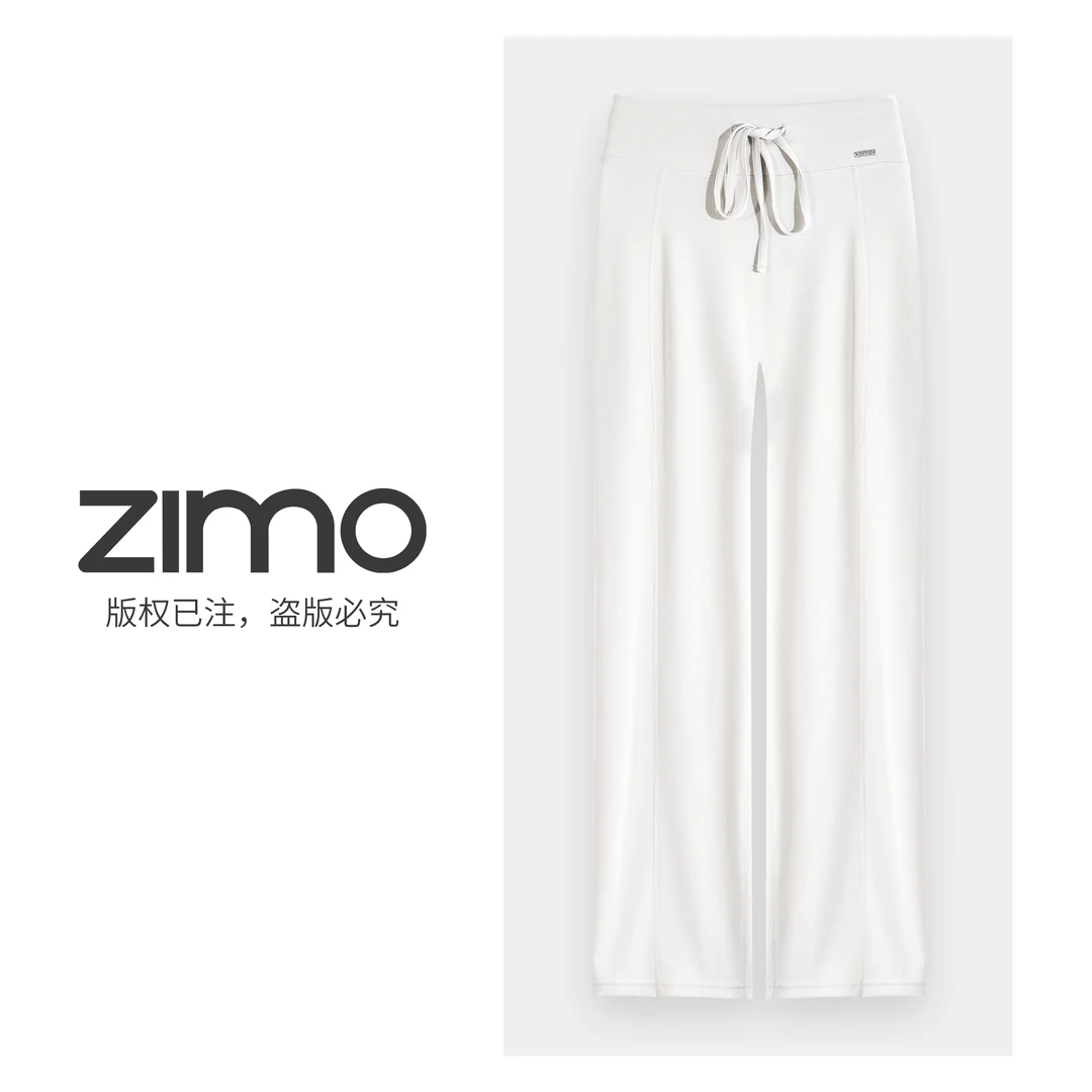 砂洗空气层抽绳阔腿裤老钱白678-zimo-瑜伽健身瑜伽裤外穿YFKZ678