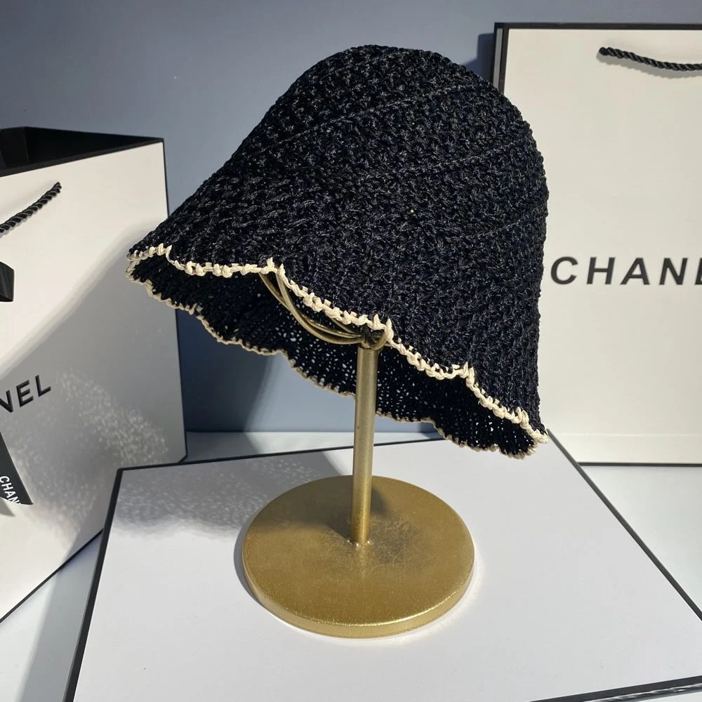 草帽女夏季海边沙滩太阳帽镂空透气编织显脸小水桶女款渔夫帽