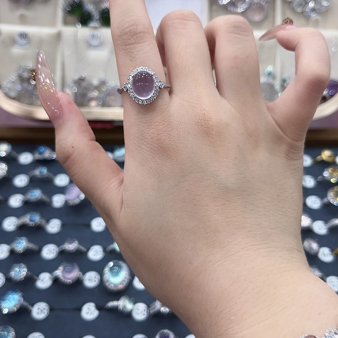 艺***涵银S925镶嵌蛇纹石玉戒指