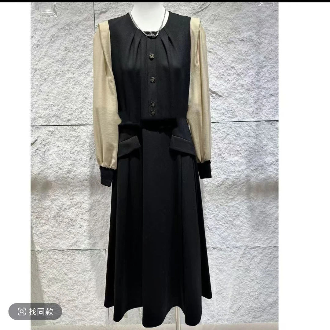 【Y3456】新款女装时尚气质修身纯色收腰长袖连衣裙 正品