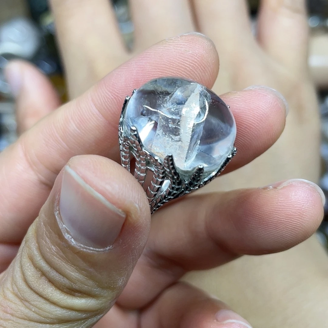 【闪购商品】银S925镶嵌珠宝半成品水晶戒指