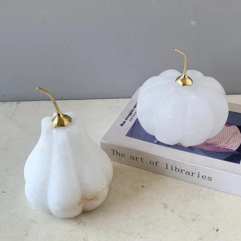 云石铜南瓜轻奢简约天然西班牙桌面装饰样板间电视柜展示软装摆件