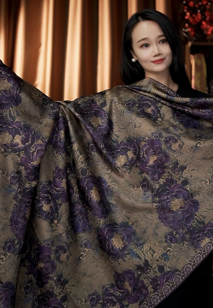 牡丹花新款140香云披肩方巾时尚双面百搭春秋丝巾围巾