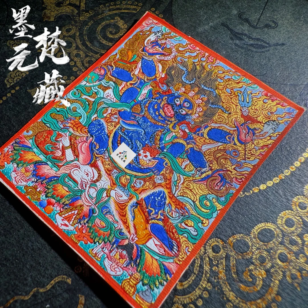 【独家设计】纯手绘矿物颜料唐卡藏卡大黑天