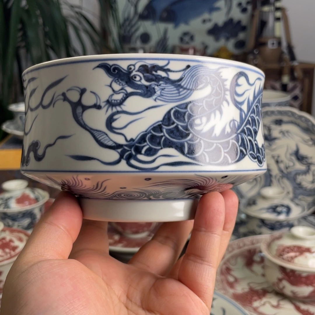 滕*森元青花铠甲龙水洗