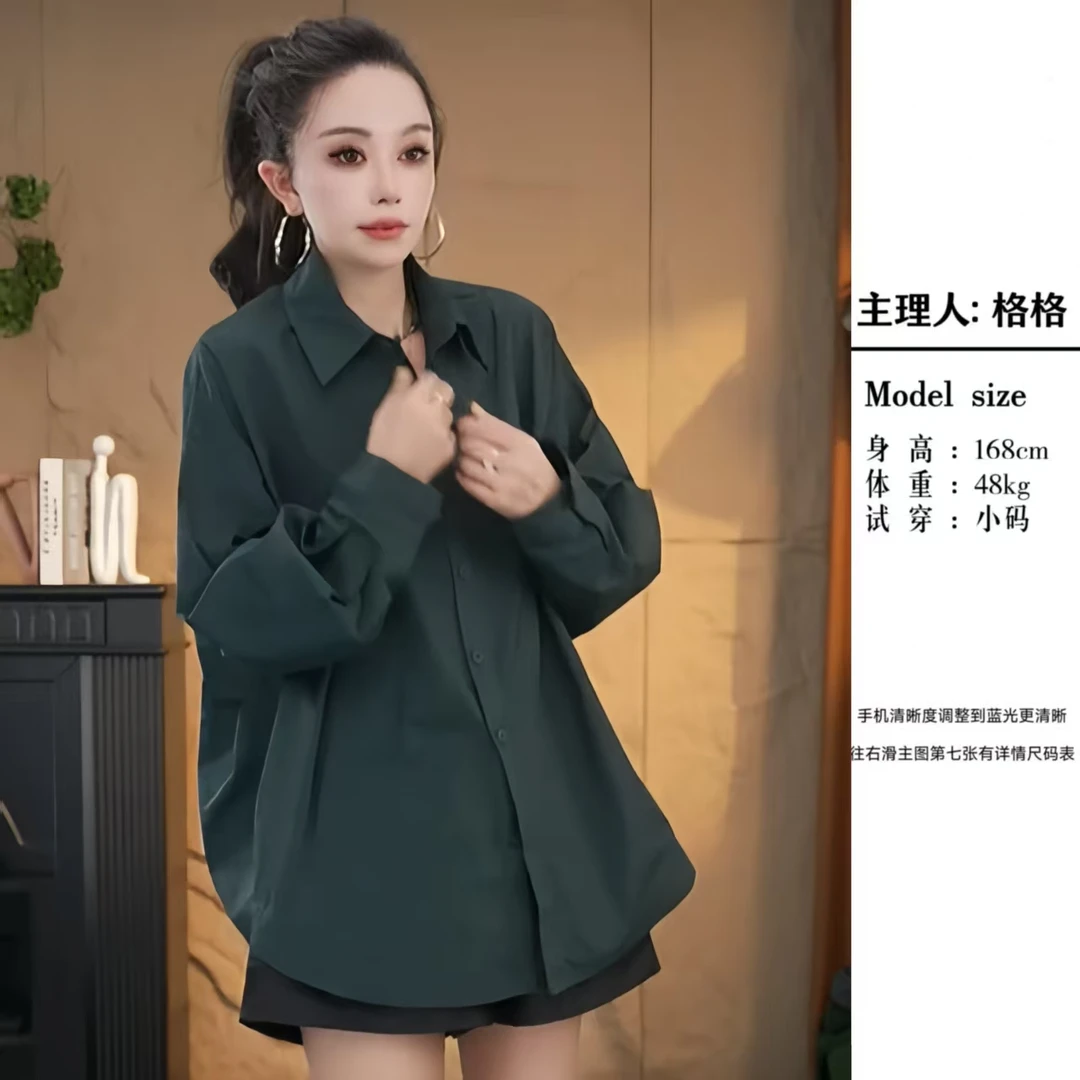 【格小姐】9867-21秋新款流苏风潮流百搭设计感宽松显瘦POLO领衬衫