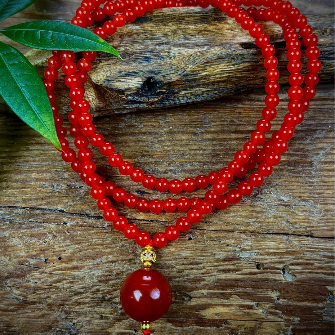 4+14mm圆珠瓦西南红小米连吊坠款南红玛瑙（顺丰直发）