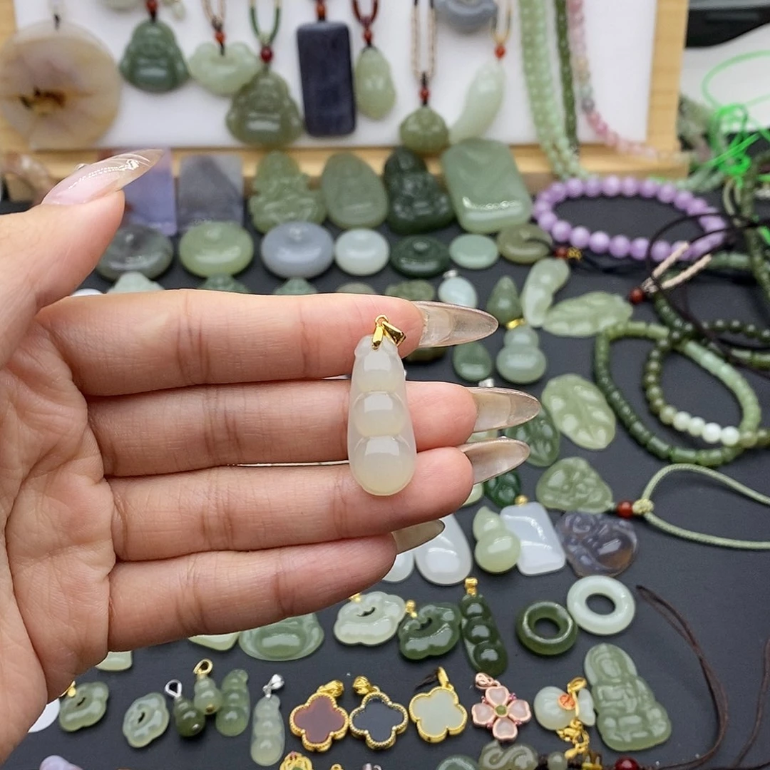 和田玉吊坠(不含链)银S925镶嵌