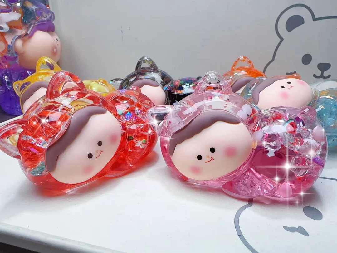 【趴趴猫碎冰款对对碰】立体流沙奶油彩豆桌面摆件汽车挂饰diy