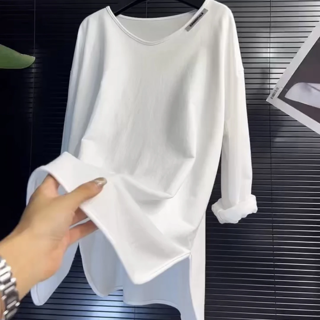 新款女士休闲宽松中长款长袖春季卫衣