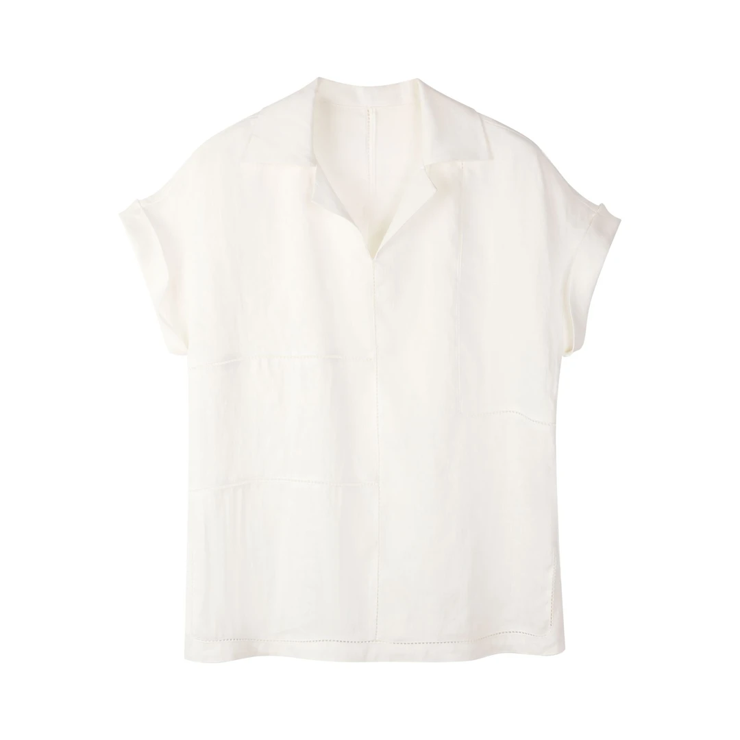 30621常【拉FY订单】针迹点缀拼接套头POLO衬衫0098