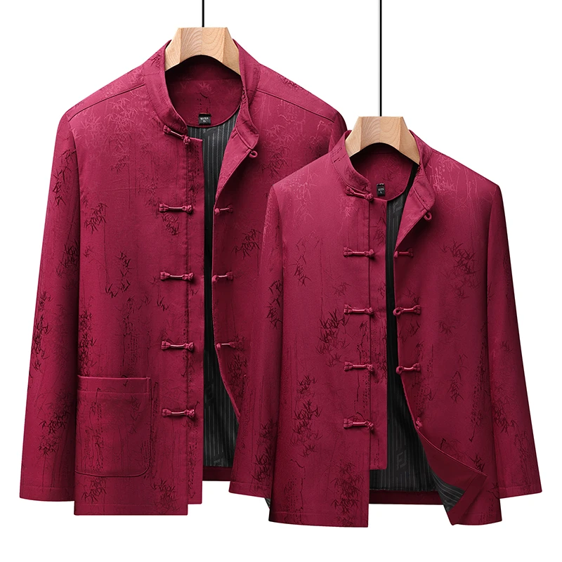 唐装男中老年中国风春秋长袖爸爸生日情侣装喜公公喜婆婆中式礼服