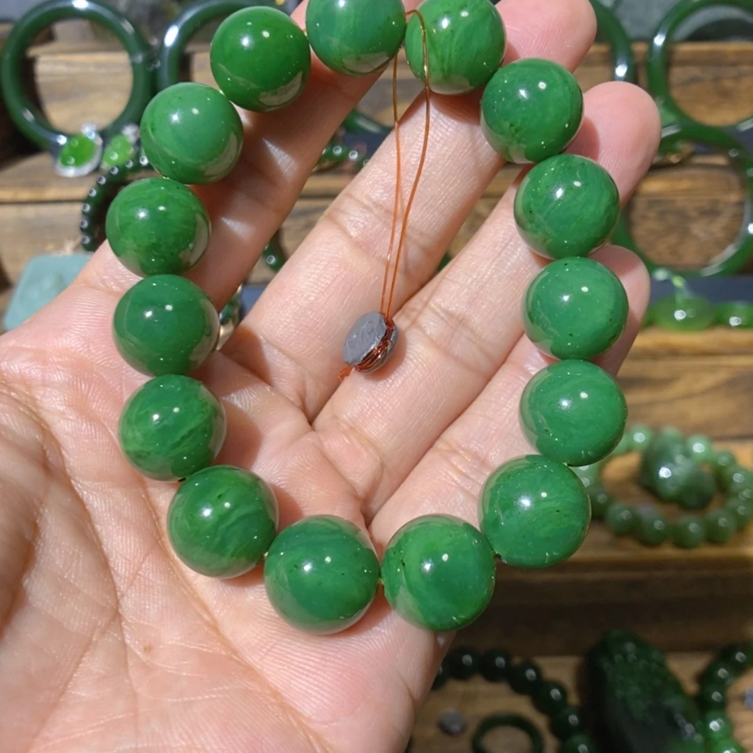 【闪购商品】吊坠(不含链)未镶嵌和田玉锦****1加拿大碧玉手串 14