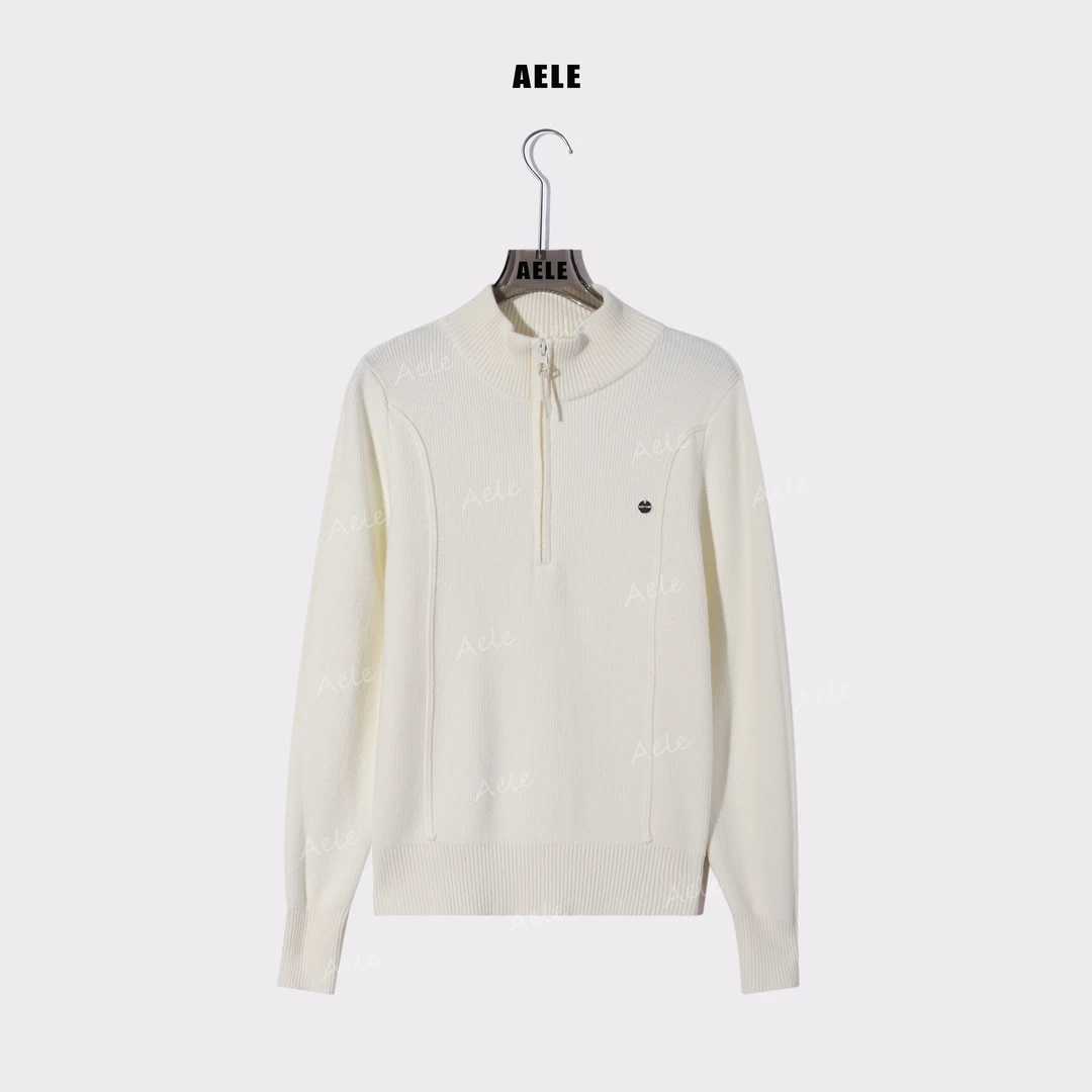 AELE秋冬时尚简约半高领套头半拉链针织衫开衫毛衣 X855 3707 AD