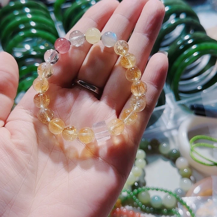 水晶手链未镶嵌发晶+五路