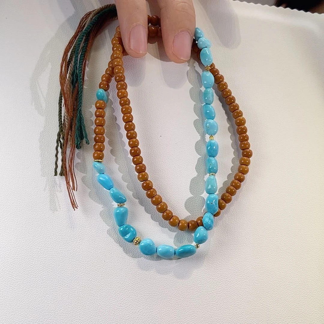 18K金镶嵌绿松石颈饰