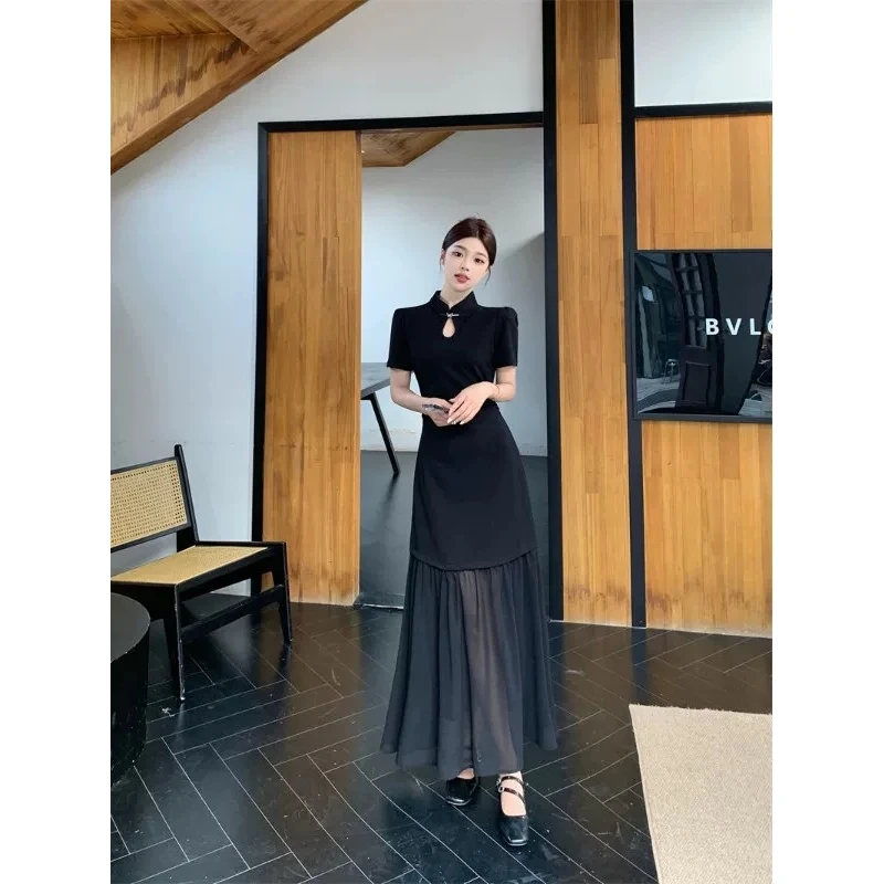 【墨染烟华】300斤大码女装气质遮肉亲肤连衣裙收腰显瘦2025夏新款