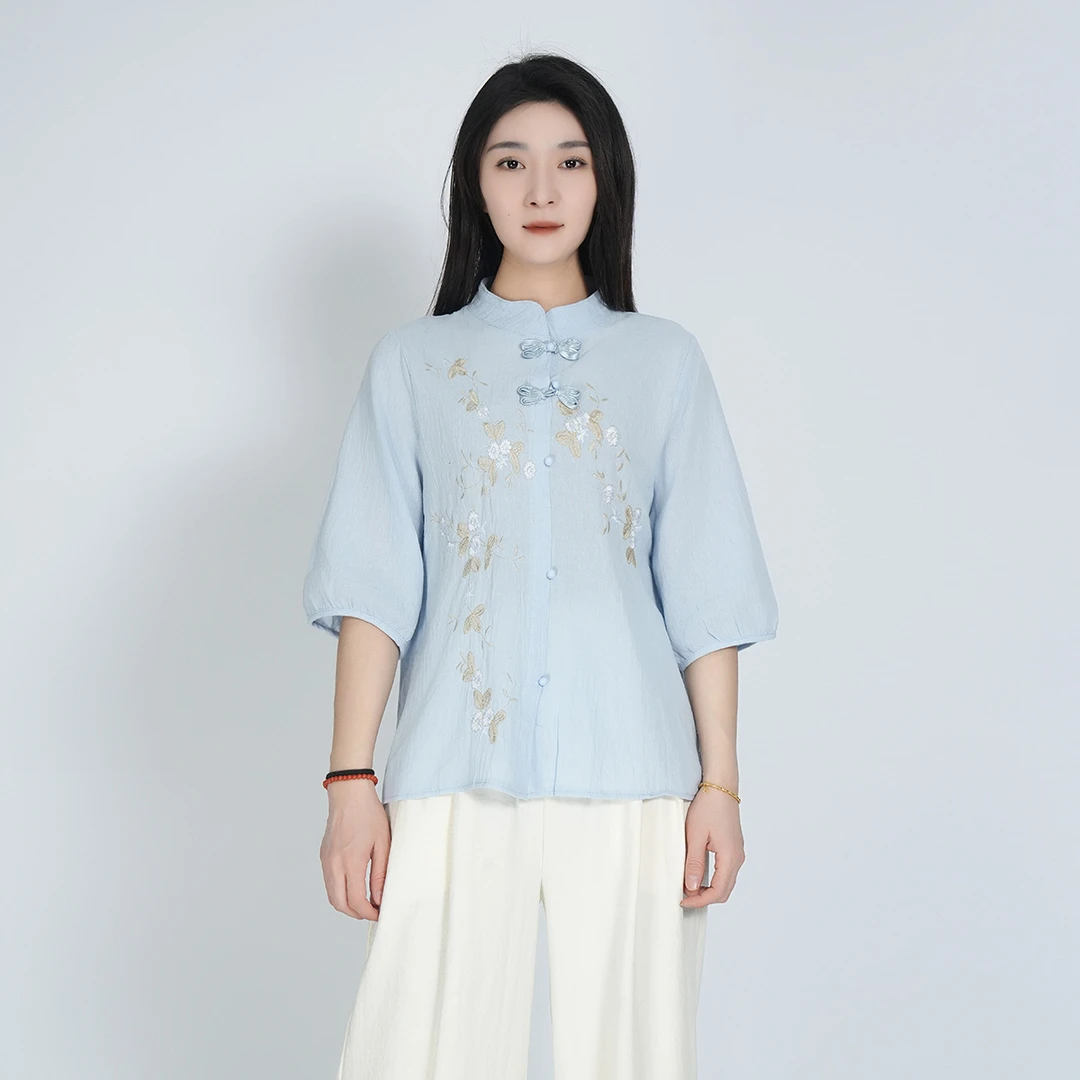 浒城古娘新中式国风复古女高端气质短款外穿上衣WB2503567