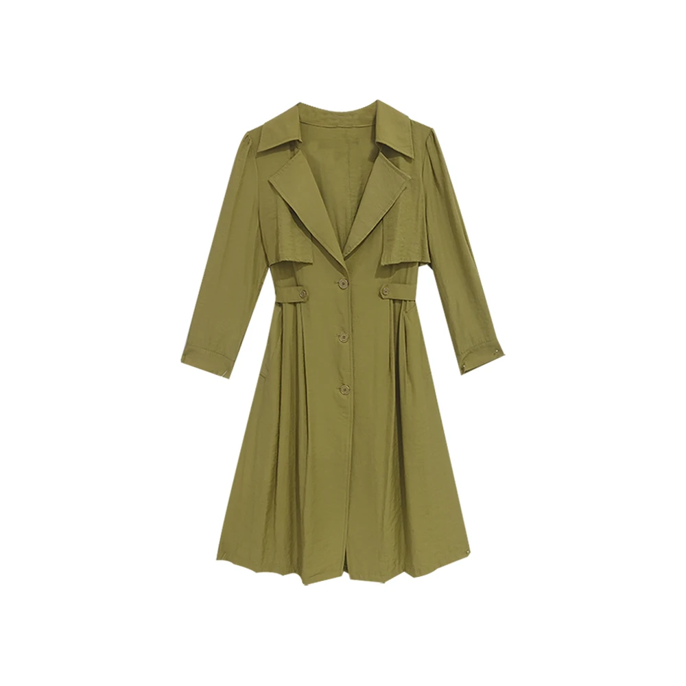 【COCO LESELY】长袖中长款夏季微弹力通勤风衣网红休闲穿搭#L-8451