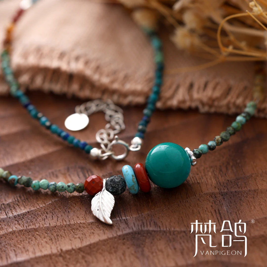 VANPIGEON/梵鸽 坠链均925银 自然私语项链 彩色民族风原创设计女