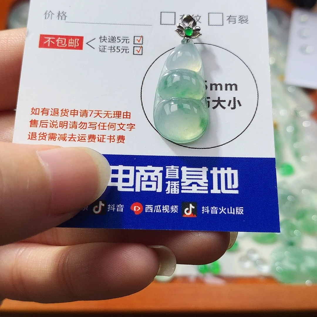 翡翠18K金镶嵌吊坠(不含链)豆子