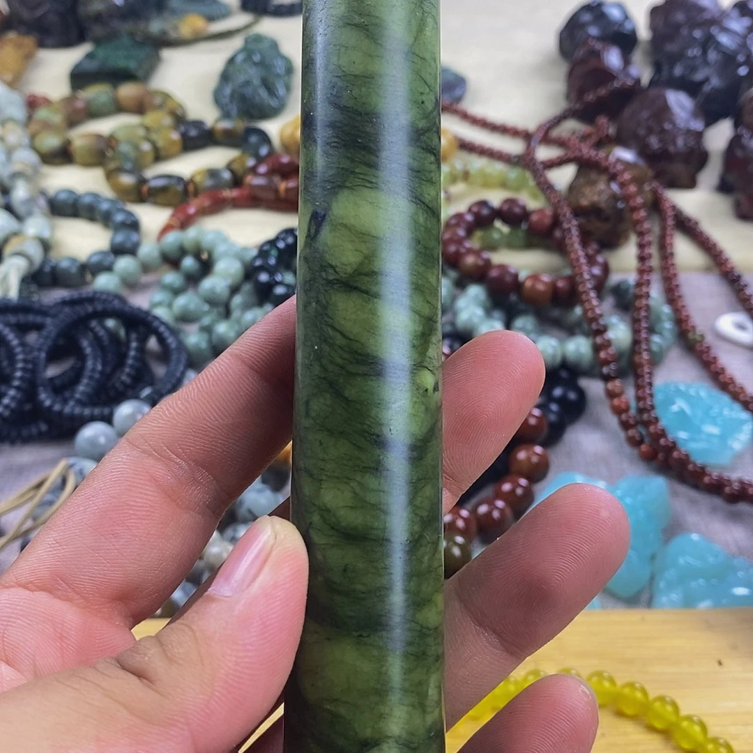 蛇纹石玉未镶嵌擀面杖