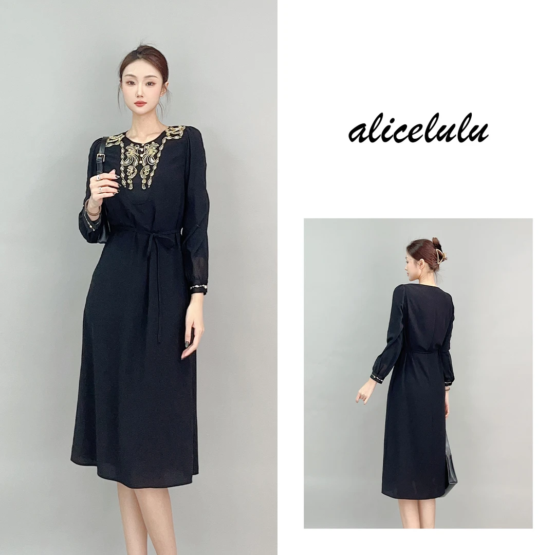 1 ALICE “宝石人生”连衣裙 烫钻刺绣 优雅飘逸 S2141898W